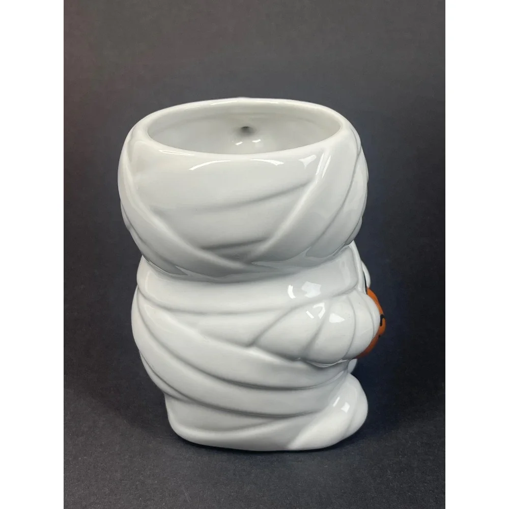 Halloween Mummy Mug Ceramic 16oz Figural Pumpkin Bucket White